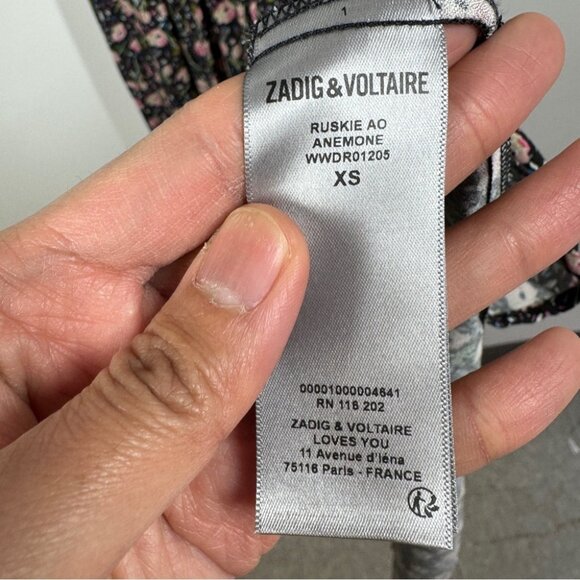 Zadig & Voltaire Black Pink Floral Maxi Dress Size XS Romantic - Picture 10 of 14